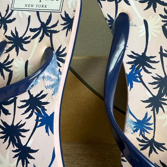 Kate Spade Pink/Blue Palm Trees Women Flip Flops-  W 7-8 - Picture 8 of 12
